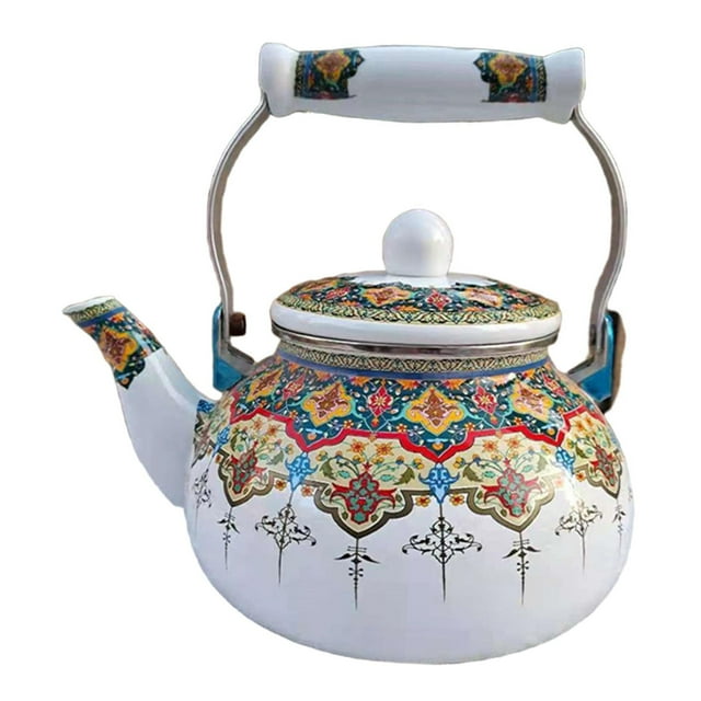 Jarra de bebida de tetera de té de esmalte con agua resistente al mango de agua hervidor de agua bota de esmalte floral para cocina hirviendo agua de B