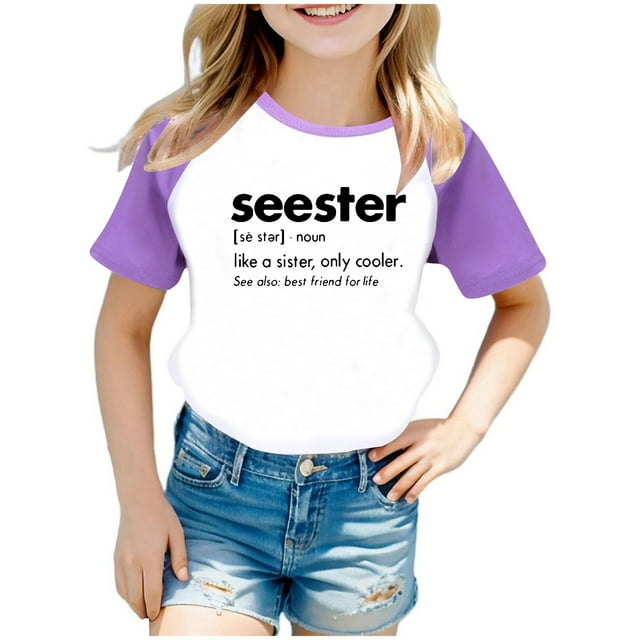 TZEWGL Casual Summer Raglan Short Sleeve Letter Printed Tunic Shirt For Infnat Blouse For Baby size 9-10T