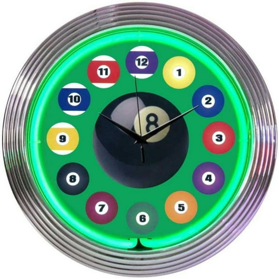 Bilot 8BLDBG Billiard Green Neon Clock