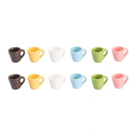 

12Pcs Colored Mini House Cup Resin Ornaments Decorative Mini Cups with Handles