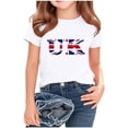 thumbnail image 1 of Chemisier à Manches Courtes à Col Rond Imprimé Drapeau Britannique pour Enfants, Tissu en Polyester, Tenue Décontractée pour l'École, Coupe Douce et Confortable, Haut Estival et Printanier Respirant, Lavable à la Machine, 1 of 4
