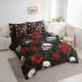 thumbnail image 3 of jejeloiu Romantic Red Rose 7 Pieces Bedding Comforter Set,Gothic Skull Skeleton Full Bedding Set,Velantine Flowers Fitted Sheet Flat Sheet For Men Women,Luxury Bedroom Decor Reversible, 3 of 8