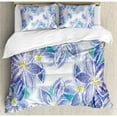 thumbnail image 3 of Watercolor Flower House Decor Twin Size Duvet Cover Set, Spring Season Blossoms Mother Earth Petals Bouquet Design, Decorative 2 Piece Bedding Set with 1 Pillow Sham, Blue Yellow, by Ambesonne, 3 of 3