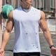 thumbnail image 4 of pstuiky Camisetas sin mangas para hombre, Camiseta deportiva sin mangas con cuello redondo perforado, informal, lisa, a la moda para hombre Camisas de hombre l, 4 of 9