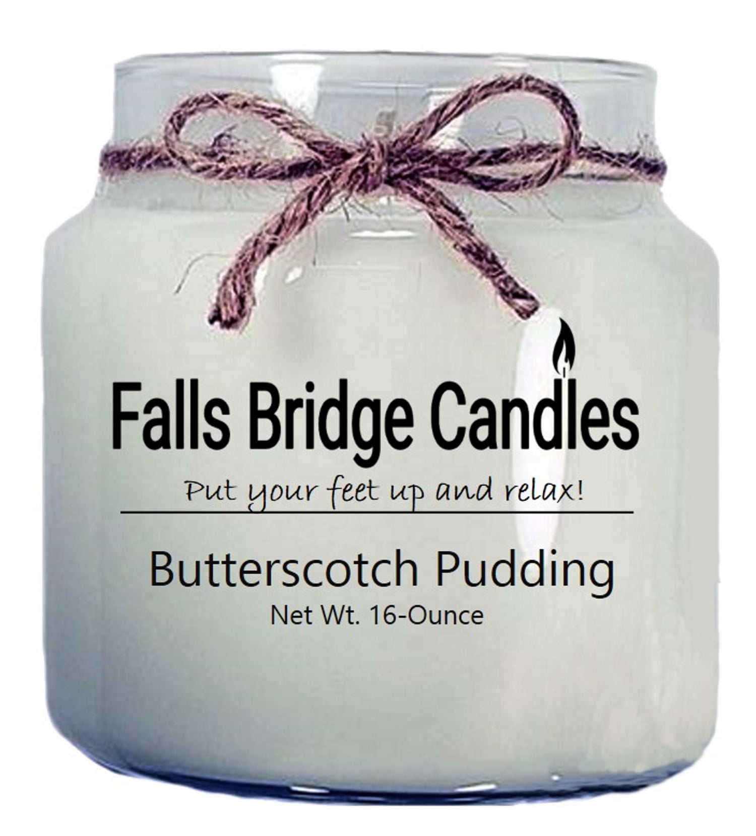 40hr BUTTERSCOTCH PUDDING Triple Scented ORGANIC SOY WAX Jar CANDLE Cotton Wick 