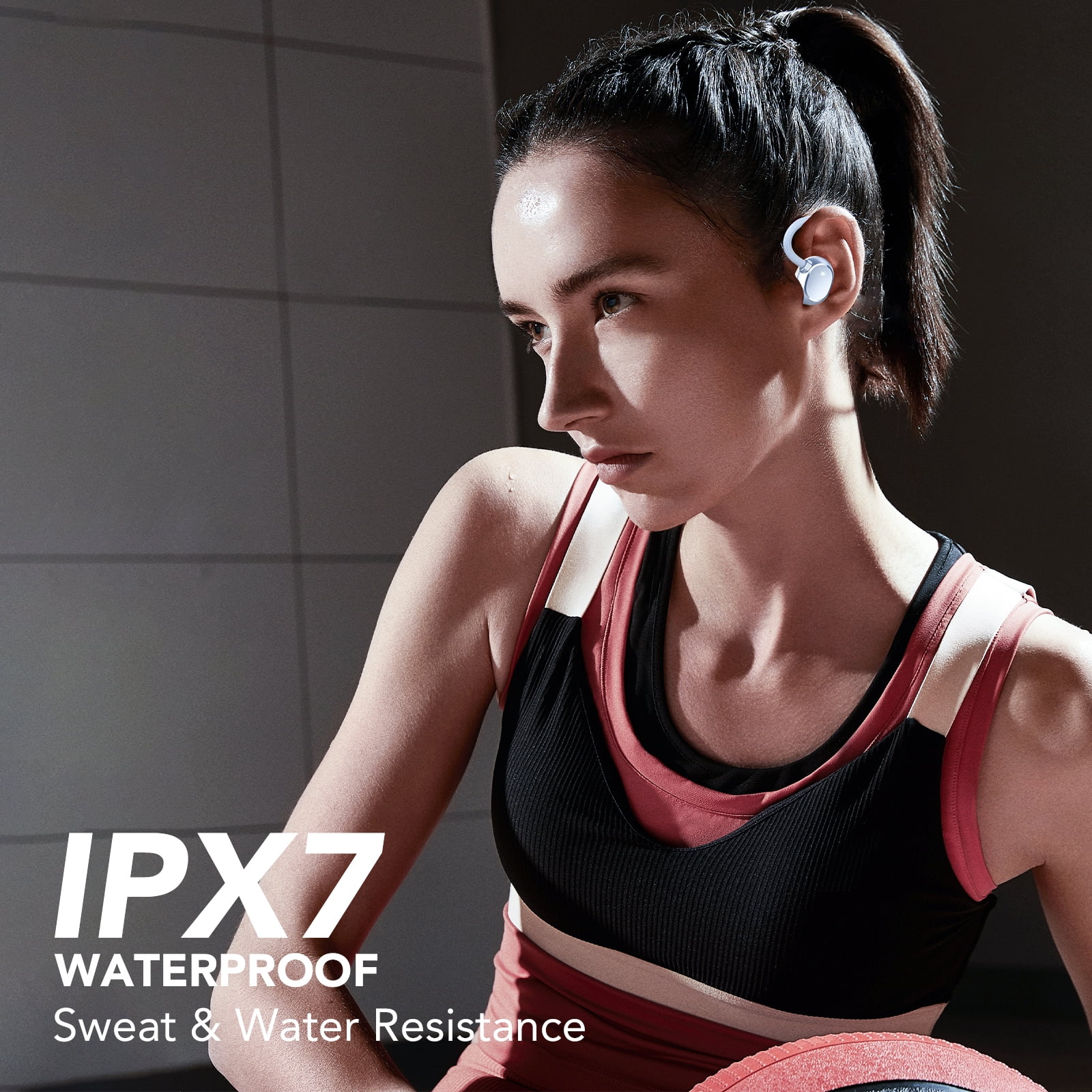 Tikland Wireless Earbuds 120H Bluetooth Headphone Sport, 2025 Bluetooth Earbuds Stereo Deep Bass Over Ear Bud with Earhooks, ENC Noise Cancelling, IPX7 Waterproof Earphone for Workout/Running Blue