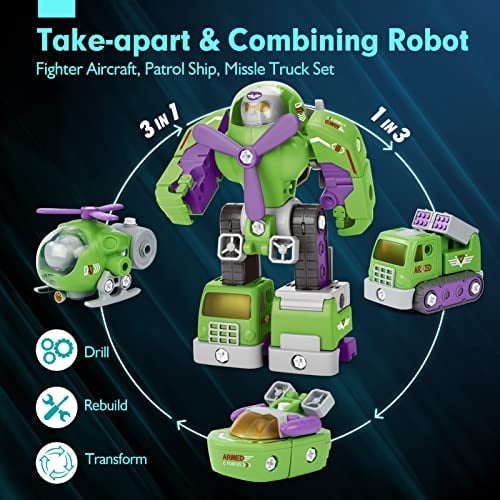 Juguetes para Niños de 4 Años - 3 en 1 Take Apart Robot Juguetes para Niños 3-5-7 STEM Jug Hahaland hahaland