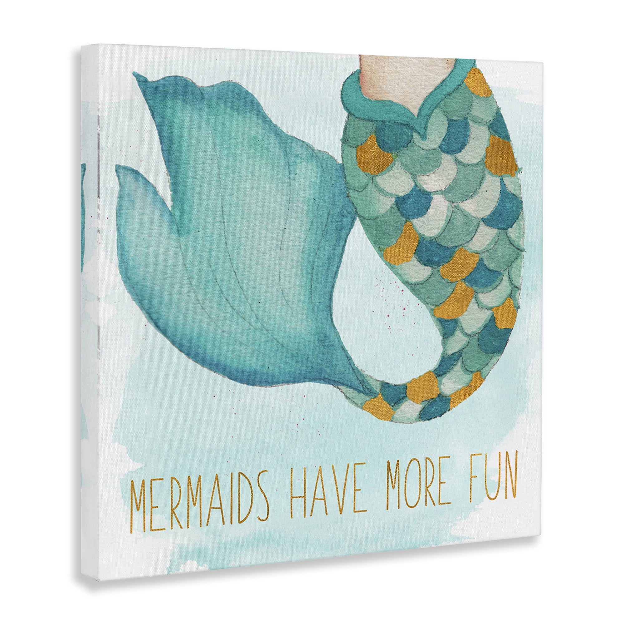 Stupell Industries Mermaids Have Fun Fantasy & Sci-Fi Painting Wrapped Canvas Art Print Wall Art, 17 x 17