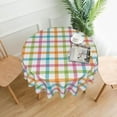 thumbnail image 2 of Spring Plaid Easter Tablecloth Round 60 Inch Pink Blue Green Checked Table Cloth Waterproof Washable Polyester Table Cover for Kitchen Dining Table Picnic Easter Party Decorations, 2 of 6