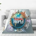 thumbnail image 4 of Salouo Travel Around The World Print Bed Blankets,Flannel Blanket Comfortable Air Conditioning Blanket Lightweight Blanket for Sofa Bed Travel & Couch -40"x30", 4 of 8