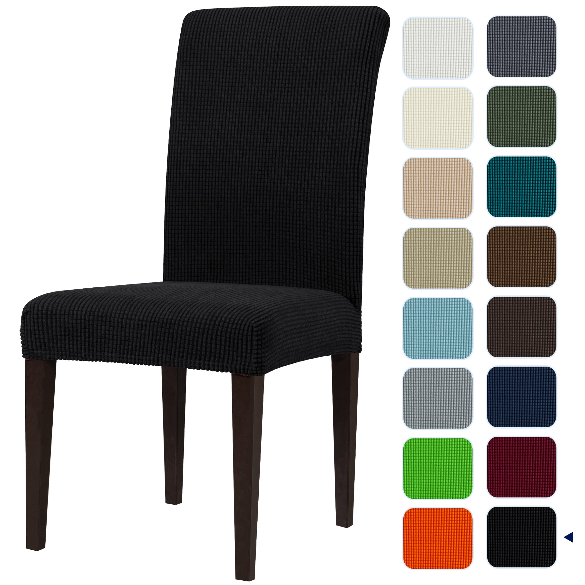 Subtrex Stretch Textured Grid Dining Chair Slipcover (Set of 4, Black