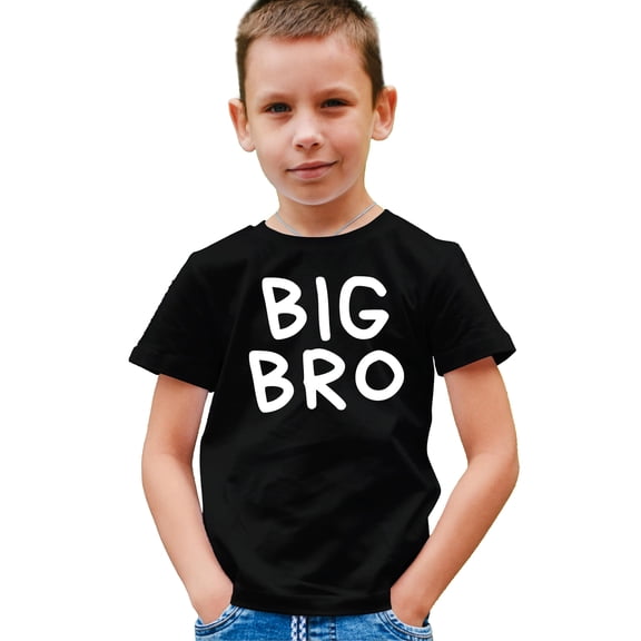 Big Bro Shirt for Boys Handwritten Older Brother Graphic T-Shirt Black Shirt 12 Months