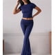 thumbnail image 5 of Pantalón de Traje de Corta Ajustado de Color Liso Azul Marino M, 5 of 9