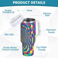 thumbnail image 2 of Yayeee 40oz Stainless Steel Tumbler with Straw and Handle Double-Wall Insulated Travel Water Bottle, Psychedelic Pattern, 2 of 8