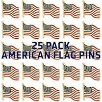 PinMart's Waving American Flag Patriotic Enamel Lapel Pins - 25 Pack of Gold Plated USA Flag Lapel Pins