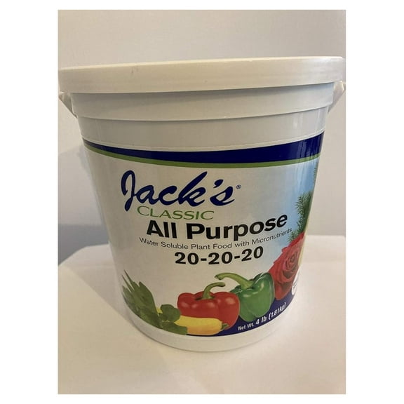 Jack's Classic All Purpose 20-20-20 Plant Food 4 lb - Balanced Fertilizer for Indoor & Outdoor Plants, Vegetables, Flowers, & Trees - Water Soluble Plant Nutrition