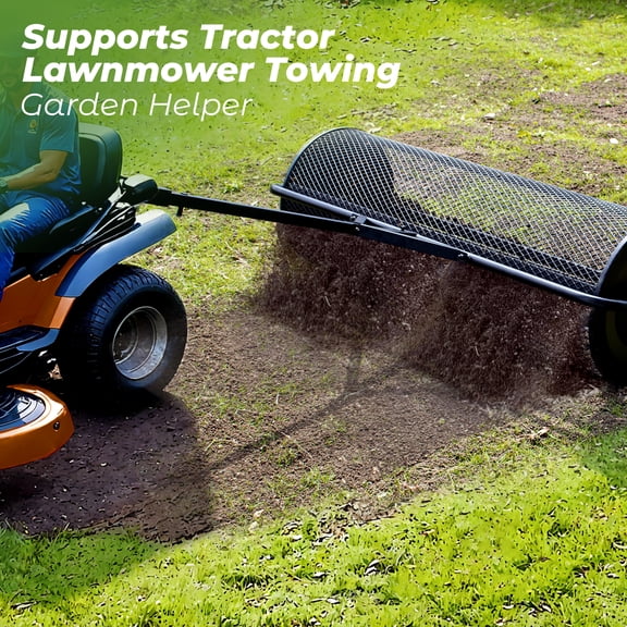 Walensee 44 Inch Compost Spreader Peat Moss Spreader with Side-Latch Design, Upgraded Large-Capacity Metal Mesh Roller for Lawn and Garden Care, Durable Manure Spreader for Seeding and Fertilizing