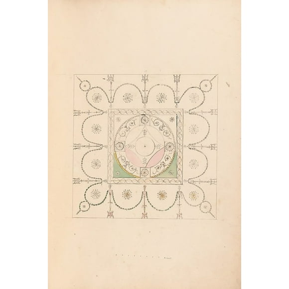 Conception pour le Plafond d'Une Chambre à Coucher à la Maison de Goodwood, Impression d'Affiches de Sussex par James Wyatt (britannique, weeford, stafforshire 1746 1813 près de marlborough, wiltshire) (18 x 24)