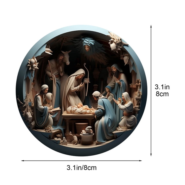 Decoraciones de Navidad Del Coche 2024 Navidad Visión 3D Nacimiento Bendición Colgante Acrílico Ornamento de Coche Ornamentos de Navidad para Árbol