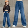thumbnail image 5 of WRKEKC Girls Summer Jeans, Girls Casual Pants, Spring and Summer Solid Color Girls Pocket Split Elastic Waist Comfy Full Length Pants Jeans, 5 of 8