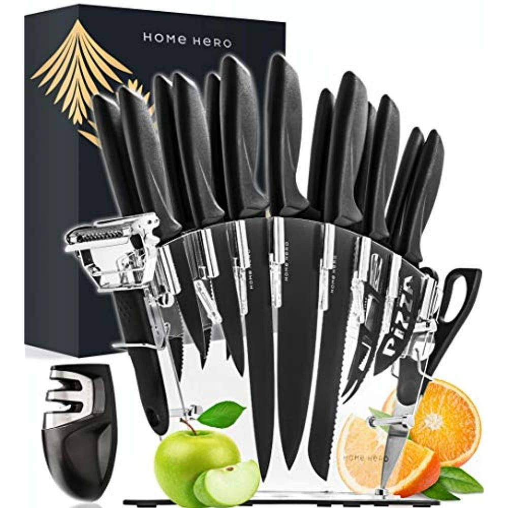 Home Hero 17 Pieces Kitchen Knives Set with Acrylic Stand, Scissors