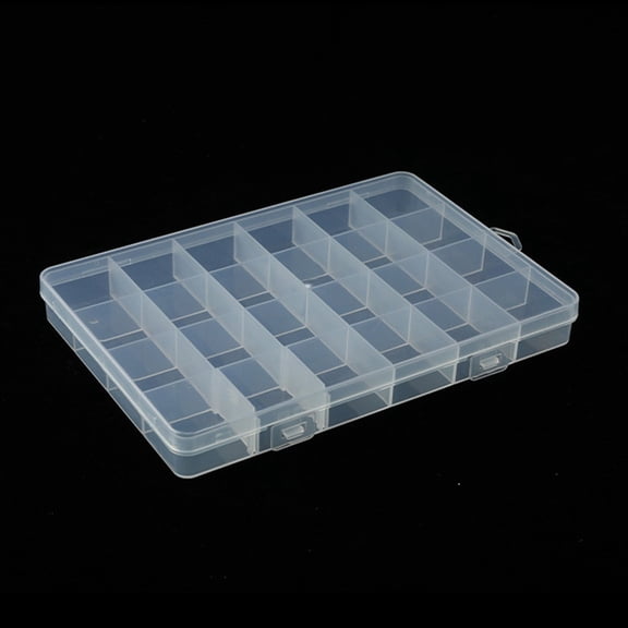24 Grid Plastic Multi Compartment Jewelry Adjustable Organizer Storage Box