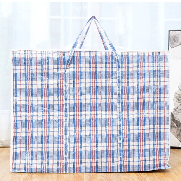 Organizadores de armario y almacenamiento, Organización y almacenamiento, Contenedores de almacenamiento Bolsa tejida PPss a rayas azules, blancas y rojas Bolsa de embalaje para colcha Bolsa de embala
