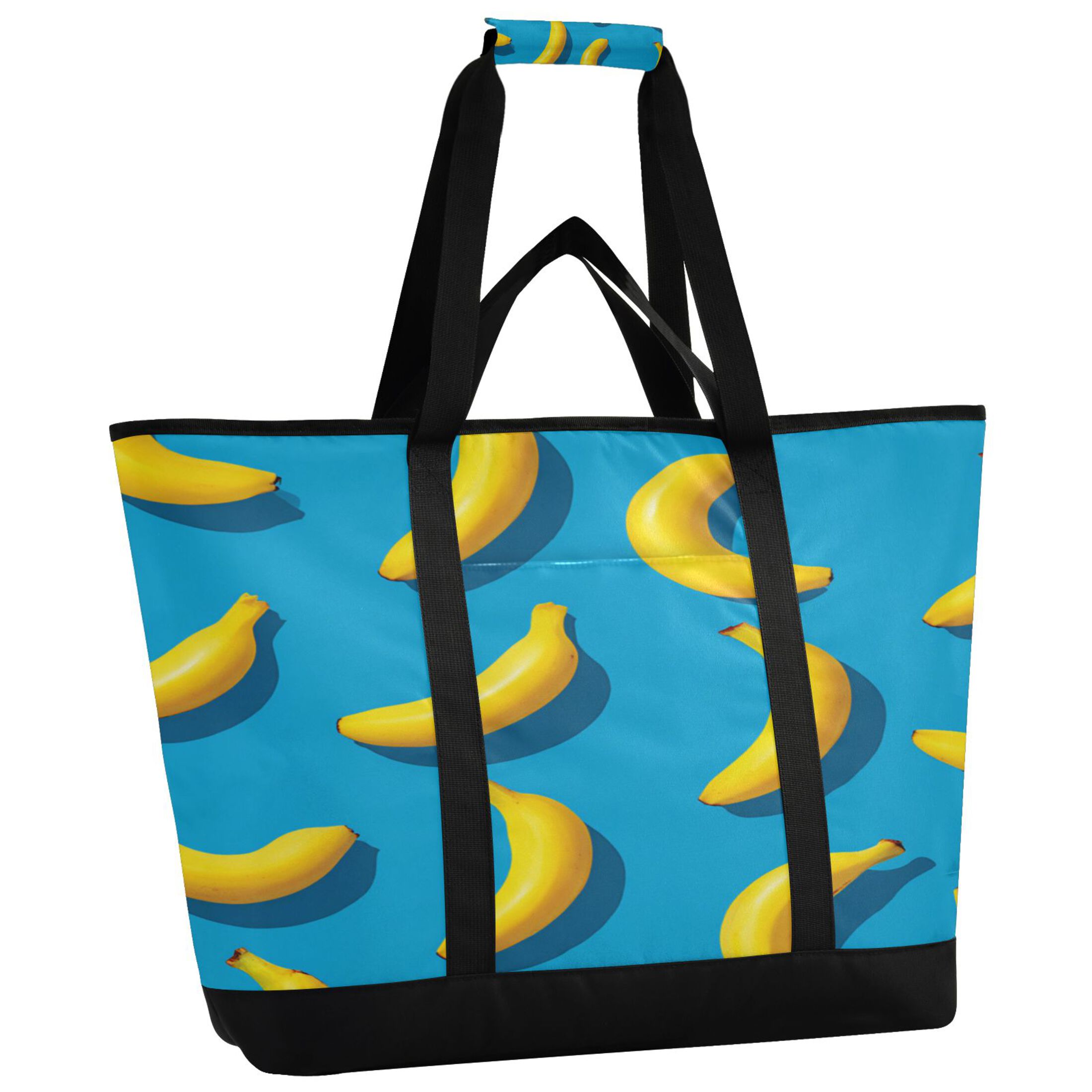 Extra-Large Wide Opening Design Capacity Hand-Held Ice Pack Thickened Insulation Layer For Long-Lasting Cold Retention For Outdoor Shopping Picnics And Camping Simple Bananas Pattern
