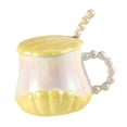thumbnail image 4 of Taza de café creativa de cerámica con tapa y cuchara Amarillo, 4 of 9