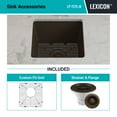 thumbnail image 5 of 15" x 15" Quartz Kitchen Sink, Single Bowl Sink, Drop-in Sink, Undermount Sink, Granite Kitchen Sink, Galaxy Mocha Kitchen Sink, with Steel Grid and Basket Strainer Lexicon Platinum LP-1515-M, 5 of 7