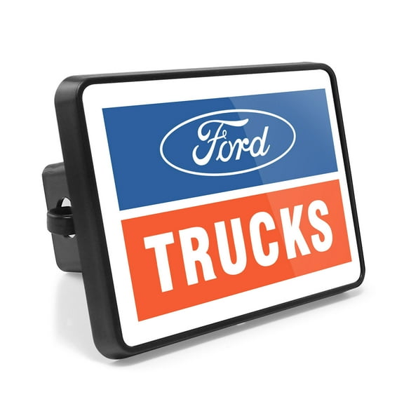 Ford Trucks UV Graphic White Metal Plate on ABS Plastic 2 inch Tow Hitch Cover