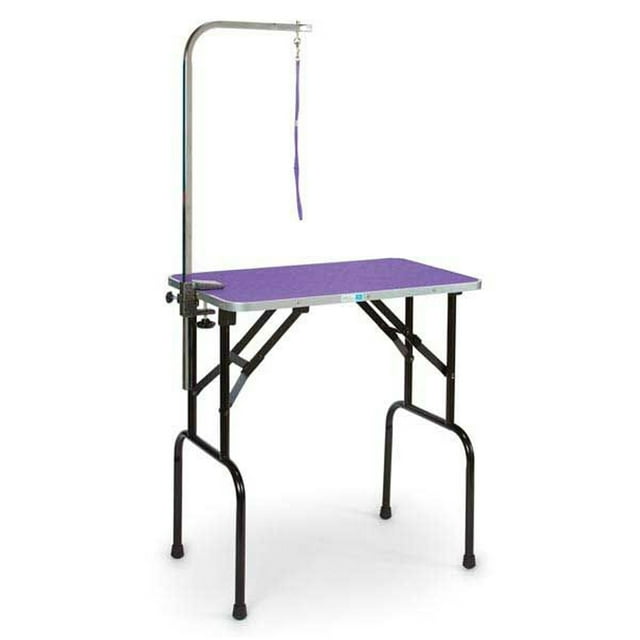 Pet Edge TP215 36 79 Table de Toilettage Pliable pour Animaux avec Laisse Réglable et Bras, Violet
