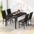 thumbnail image 2 of MIERES Marble Dining Table Set for 4, Faux Marble Kitchen Table and Chairs Set, Rectangle Dining Table with 4 Leather Dining Chairs, 5 Pieces Dinette Sets for Breakfast Nook, Apartment, Black, 2 of 10