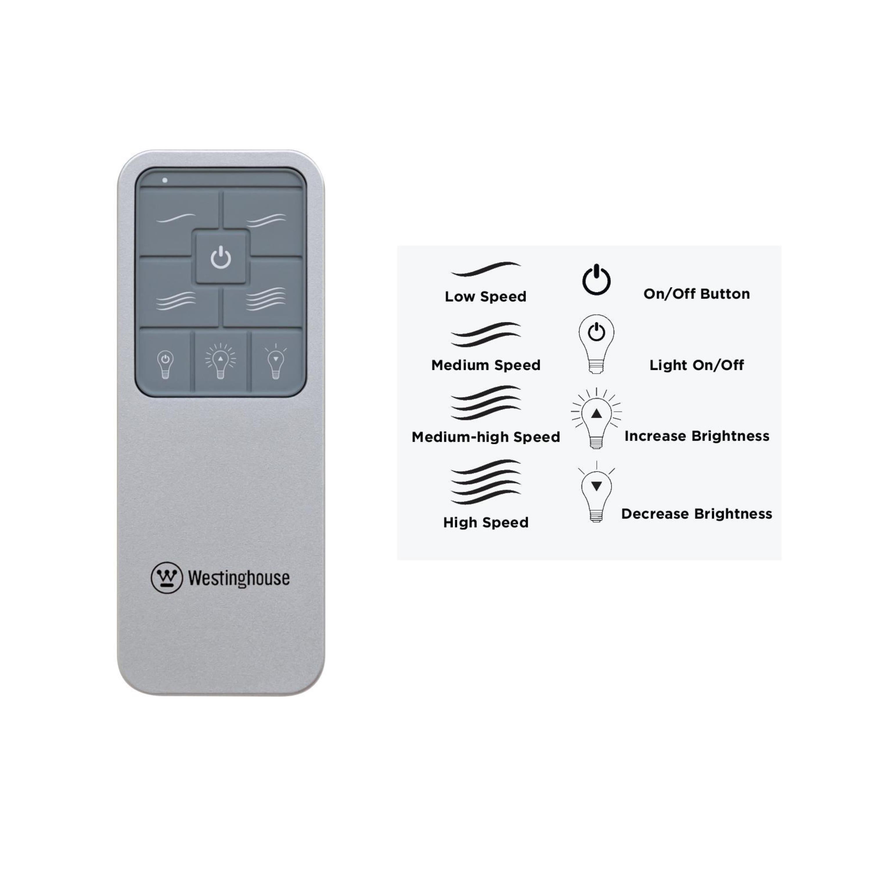 Westinghouse Lighting Ceiling Fan and Light Remote Control, 4 Fan Speeds and On/Off/Dimmer