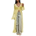 thumbnail image 2 of Pyhlmscde Women Elegant Crochet Knit Maxi Dress Button Down Hollow Out Cover Up Vacation Long Dress, Long Crochet Cardigan, Crochet Dresses for Women, Crochet Maxi Dress, 2 of 2