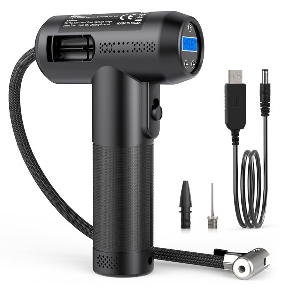 Portable Tire Inflator Air Compressor, 150 PSI Air Pump with 4000mAh Battery with LED Light, Auto-Shutoff for Cars Motorcycle Bike Ball