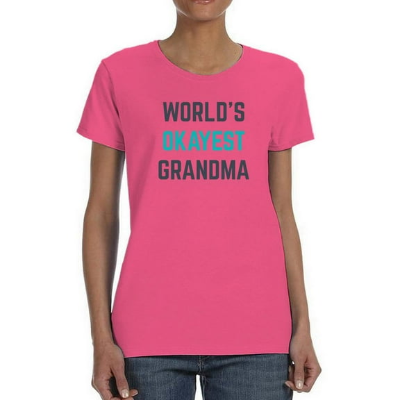 Worlds Okayest Grandma Art Shaped T-Shirt Women -Smartprints Designs, Female 3X-Large