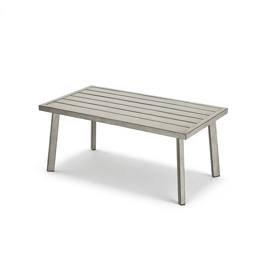 35 in Patio Rectangle Coffee Table with Wood Grain Texture, Gray
