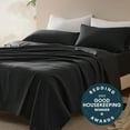 thumbnail image 5 of Sleep Zone Nanotex Super Soft Cooling Queen Bed Sheets Set 4 Piece - Easy Care Fitted Flat Sheet & Pillowcase Sets - Wrinkle Free, Fade Resistant, Deep Pocket 16" (Black, Queen), 5 of 6