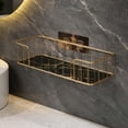 thumbnail image 1 of Bandejas de baño montadas en la pared Sin perforación Gel de ducha Soporte para champú Organizador de carrito de ducha Estante de almacenamiento de Oro negro pequeño Soledad Estante de baño, 1 of 8