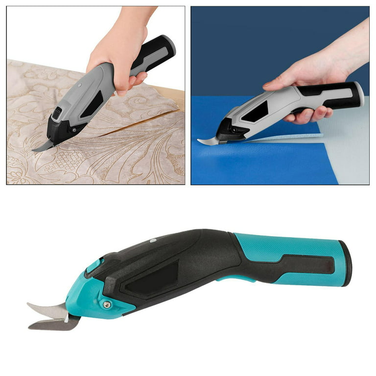 Handheld Electric Fabric Scissors Cutter Shears Leather Cloth Cutting Tool  Blue