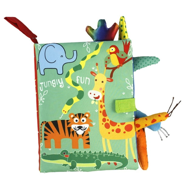 Libro de tela suave para bebé, libro de sonido, juguete de dentición interactivo para padres y hijos, juguete de sonajero de libro arrugado para el tigres