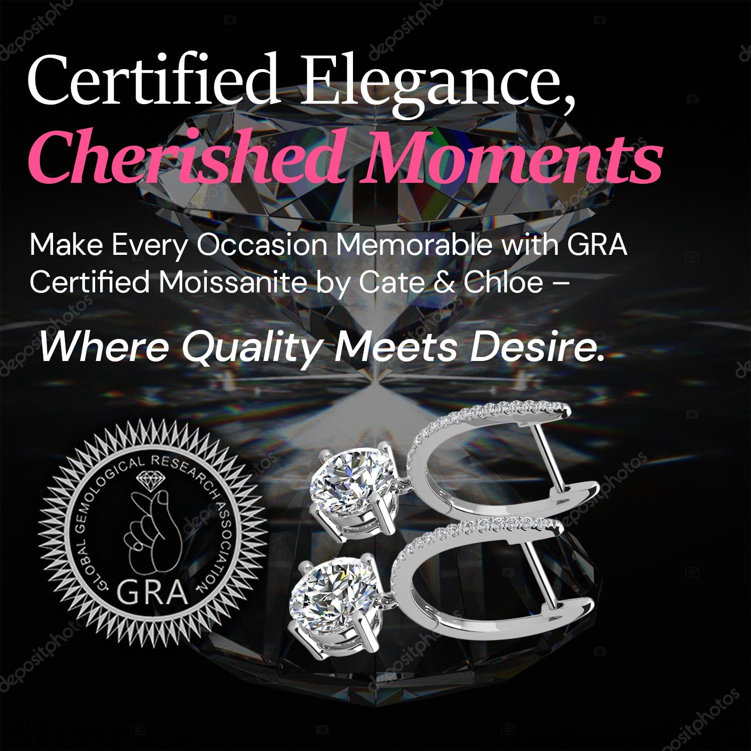 Moissanite by Cate & Chloe Finley 925 Sterling Silver Drop Earrings 2TCW for Women, Gift for Her