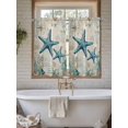 thumbnail image 4 of Teal Starfish Coastal Bathroom Window Curtain, Vintage Summer Beach Nautical Light Filtering Coffee Kitchen Curtains, Bedroom Living Room Curtains 2 Panel 84"x54", 4 of 6