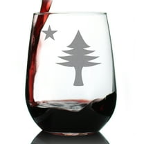 Bevvee Stemless Wine Glass 17 oz Flag Of Maine Maine Enthusiast Gifts Wine Glasses