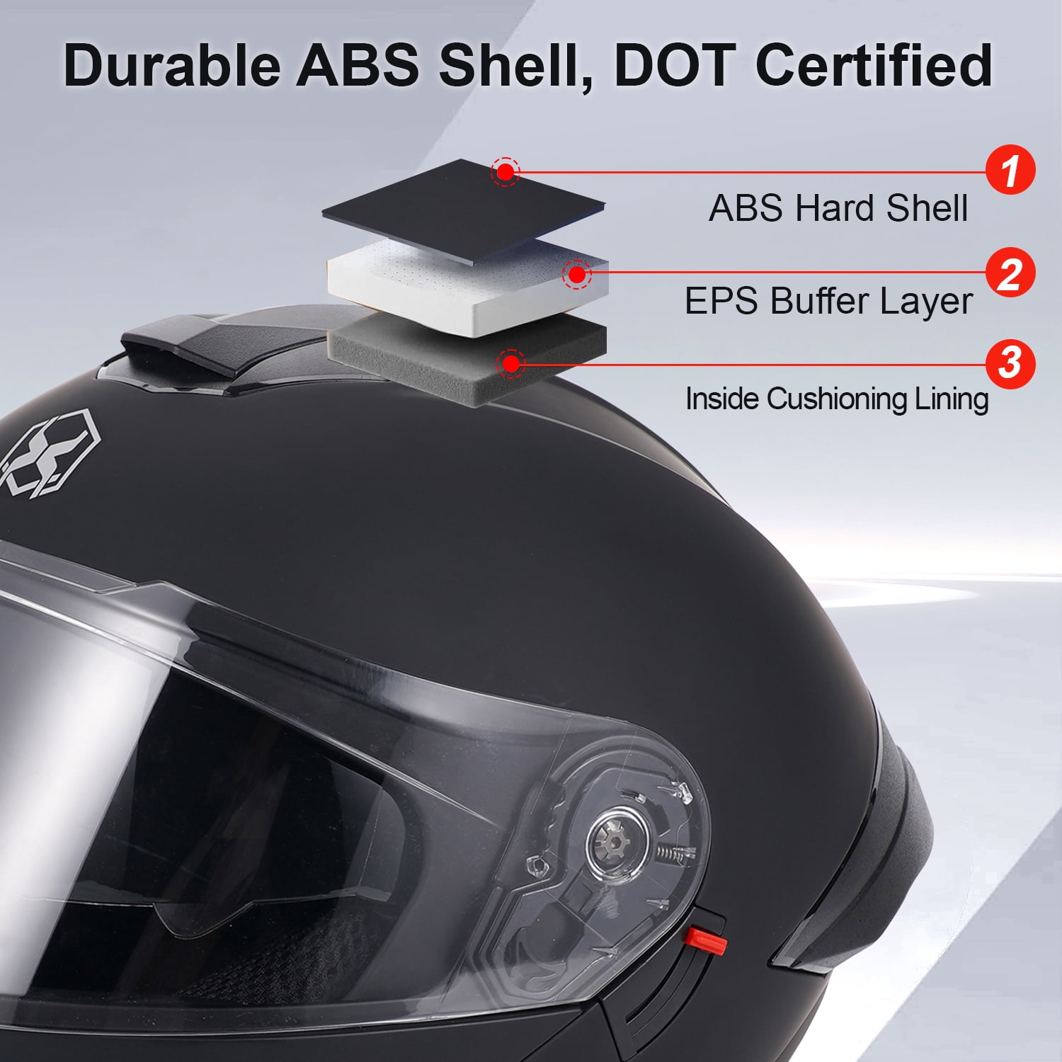 XiongXiong Motorcycle Helmets, Motorcycle Helmet Flip Up for Adults, Dirt Bike Helmet, Sun Visor Snowmobile, ATV Off Road Helmet DOT Approved, Black