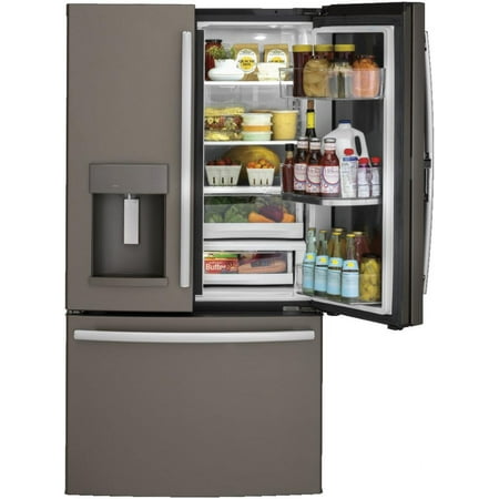 GE - 27.7 Cu. Ft. French Door-in-Door Refrigerator with External Water & Ice Dispenser - Fingerprint resistant slate