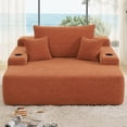 thumbnail image 3 of Leumius Boneless Couch, Lounge Chair corduroy with Wide Armrest & Throw Pillows, Cozy Boneless Sleeper Sofa Bed Armchair with Cup Holder for Living Room, Bedroom, No Assembly Required,Orange, 3 of 9