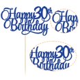 thumbnail image 3 of Cake Topper Ephlyn para 30.º cumpleaños azul con brillo 20 cm, 3 of 7