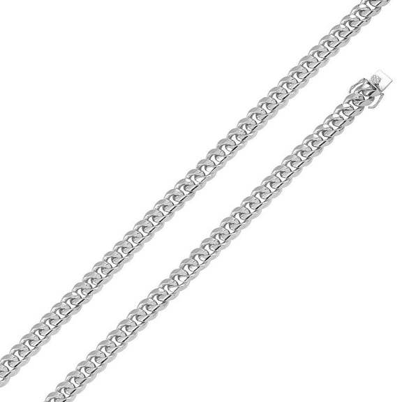 Rhodium Plated 925 Sterling Silver Miami Cuban Chain 9mm Box Lock Made in Italy 24" Jewelry Female